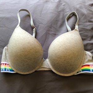 Gray and Rainbow PINK Victoria’s Secret wear everywhere push up bra 36C NWT